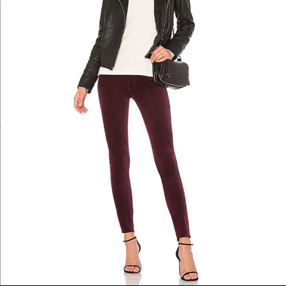 Rag & Bone Burgundy Velvet Skinny Jeans